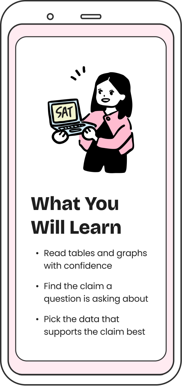 Smartphone showing a screenshot of a Missions "what you will learn" section.